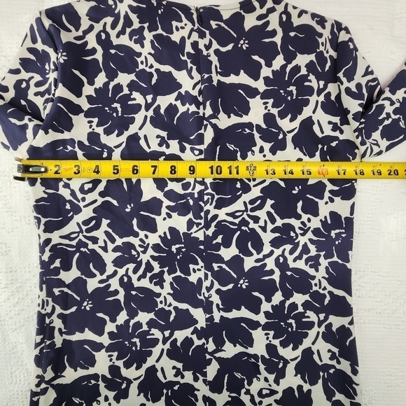 Zara Blue and White Floral Bell Sleeve Dress Size Small - Picture 7 of 9